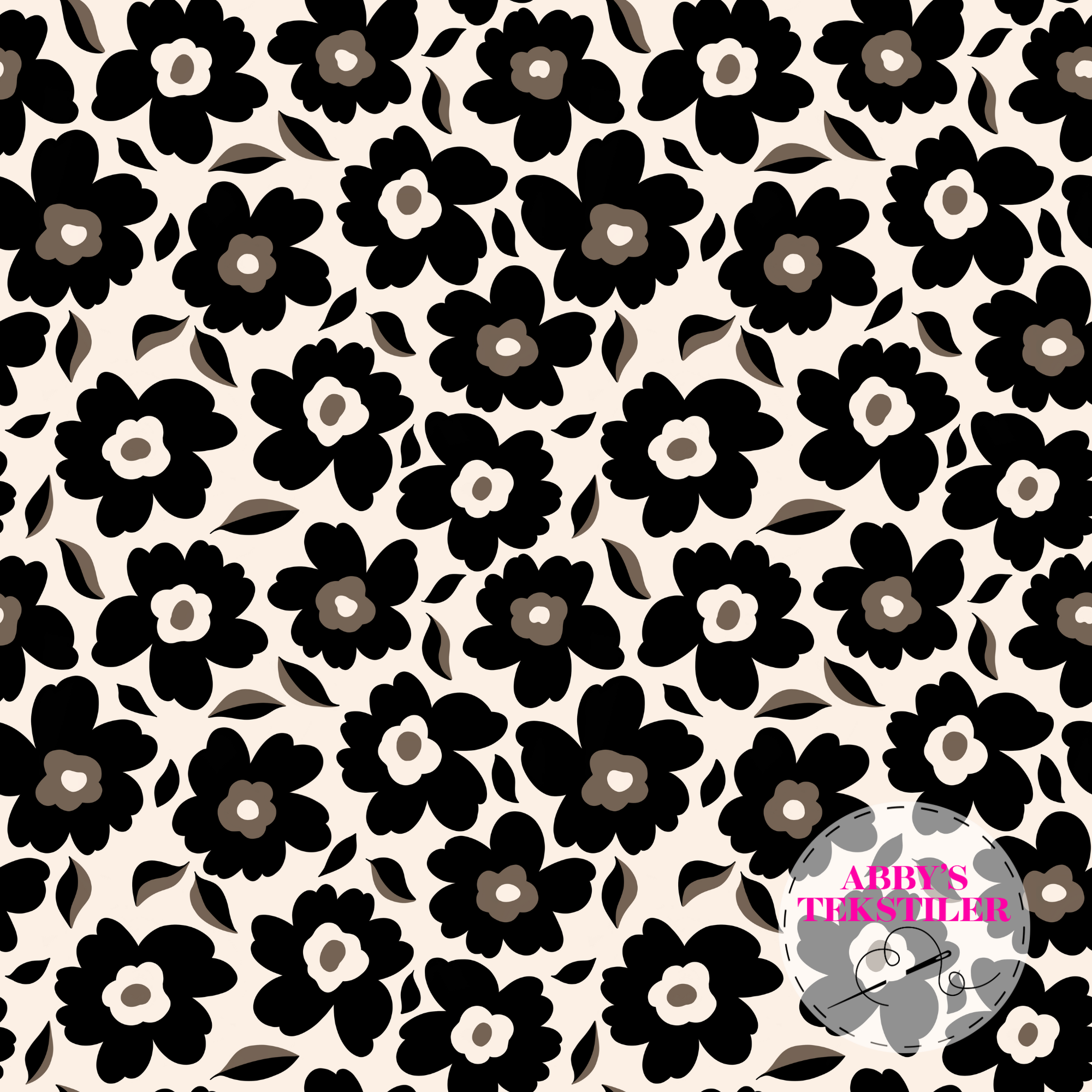 Kanvas - Pop Blomster Beige