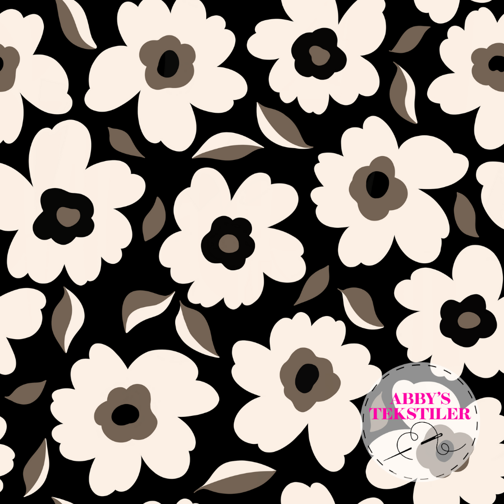 Kanvas - Pop Blomster Svart