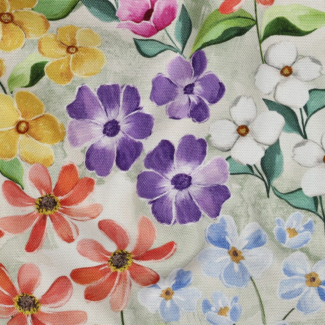 Kanvas Linen look - Digital blomster