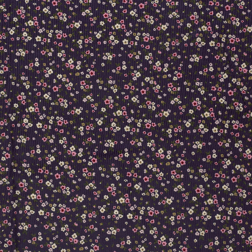Kordfløyel - Babykord, Lilla med blomster