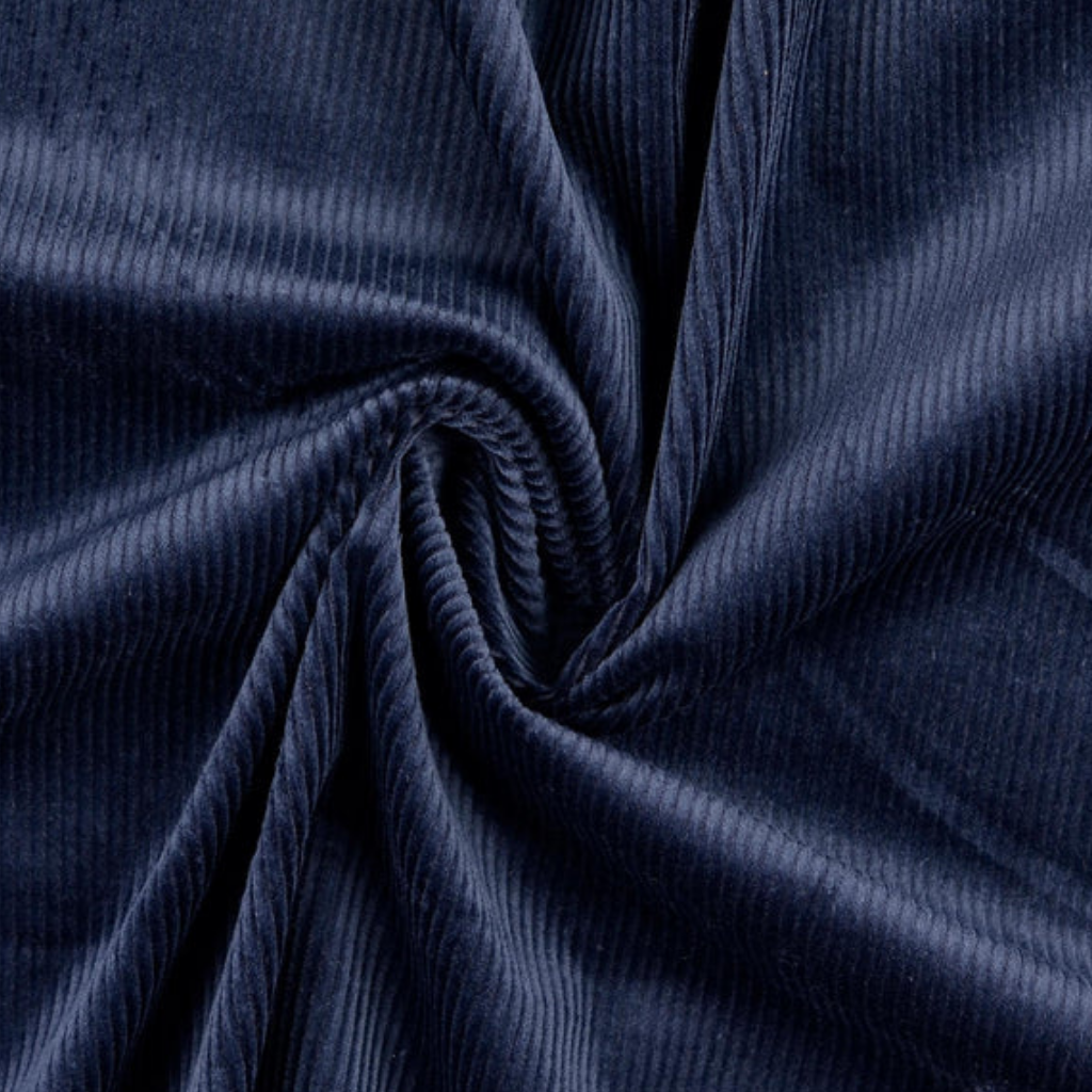 Kordfløyel med stretch - 4.5W, Mørk blå