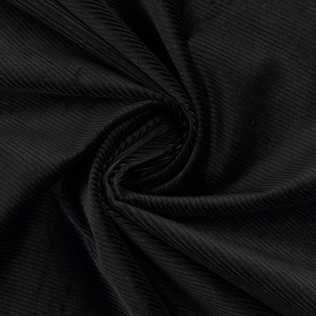Kordfløyel med stretch - 4.5W, Svart