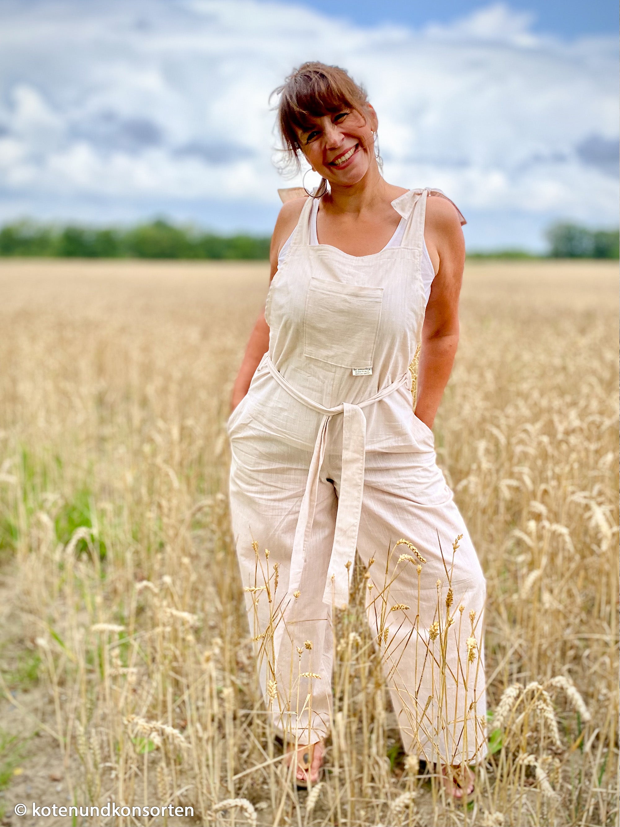 Vevd Bomullsstoff Chambray - Sanna Beige krem