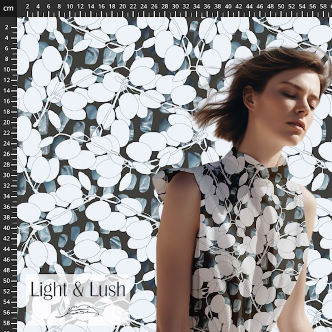 Light & Lush Twill Vevd Viskose - Blad Blå