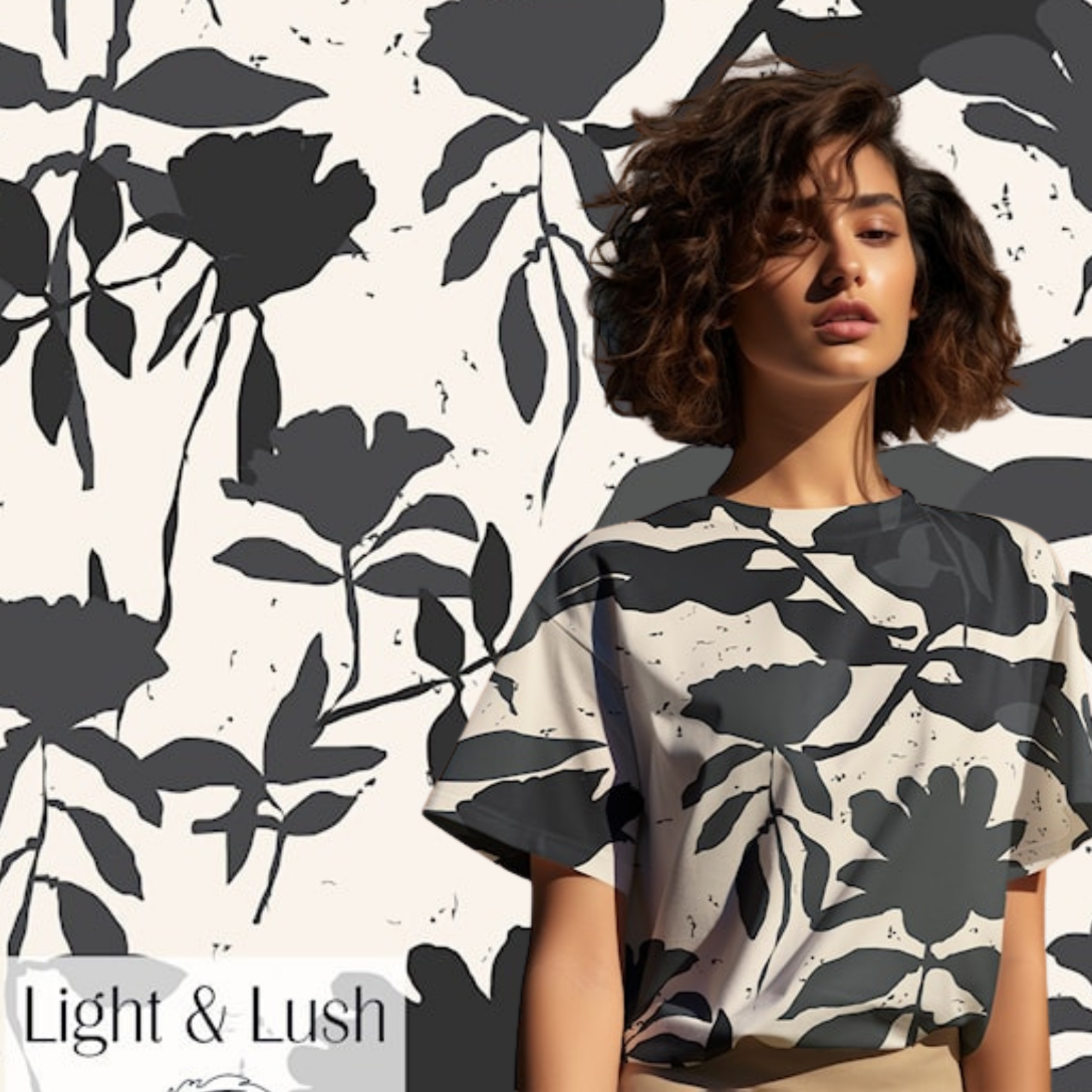 Light & Lush Twill Vevd Viskose - blad og blomster