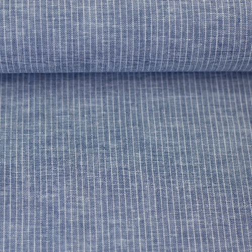 Linen Bomull - Paul stripet Jeans blå