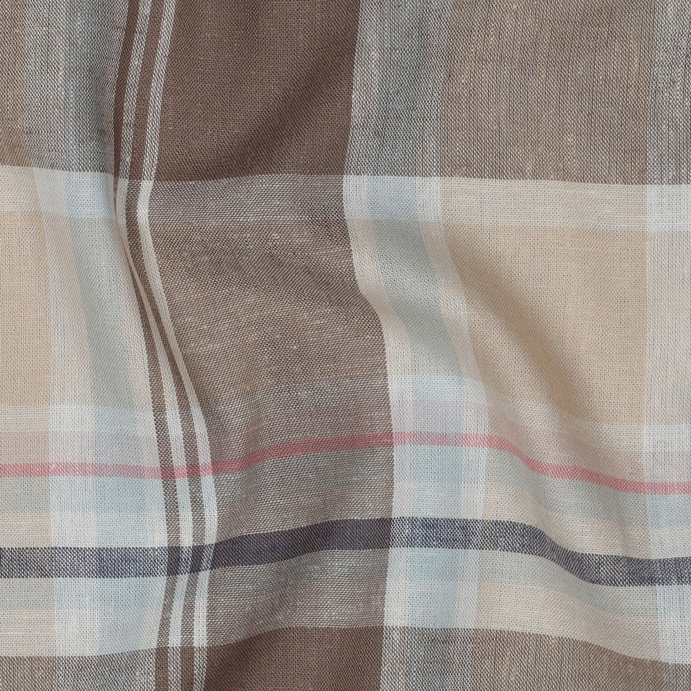 Linen Viskose Yarn Dyed - Ruter, Taupe