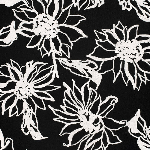 Linen viskose - Blomster svart