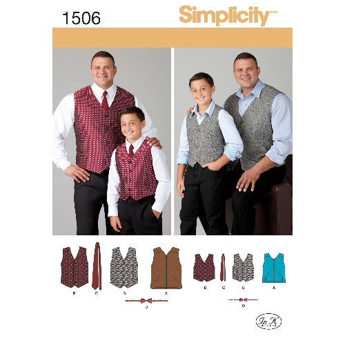 SIMPLICITY - 1506-A Vest, Sløyfe og Slips, Herre og Gutt