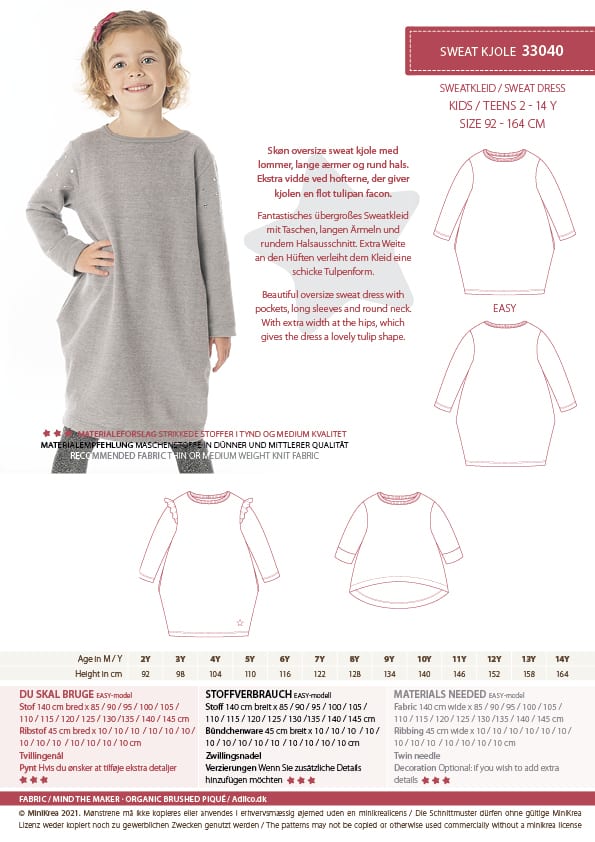 MiniKrea 33040 - Sweat Kjole, Barn