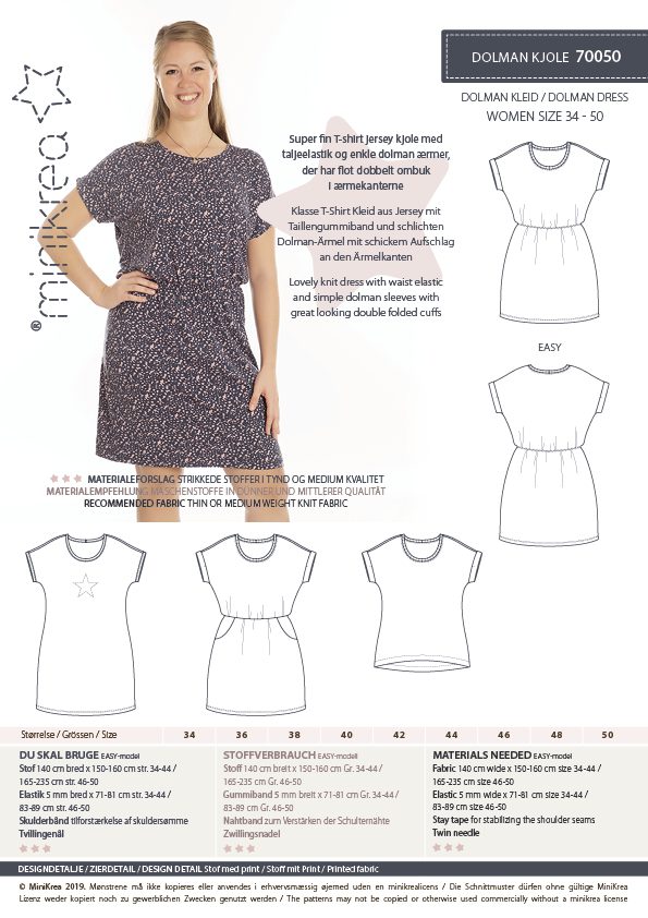 MiniKrea 70050 - Dolman Kjole, Dame