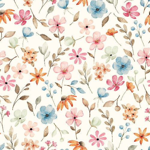 Musselin - Blomsterhage multi