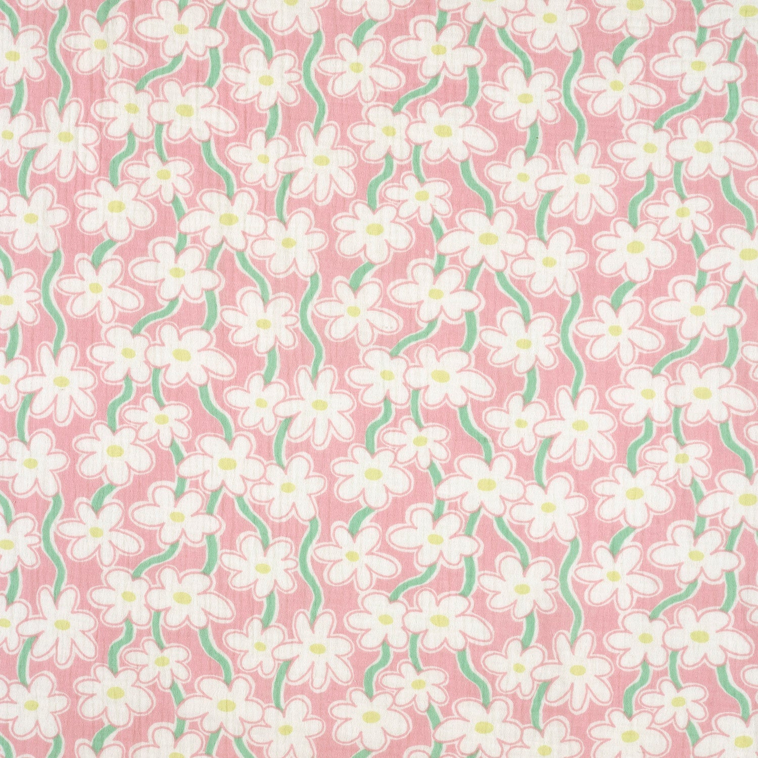 Musselin - Pastel Blomster, lys rosa