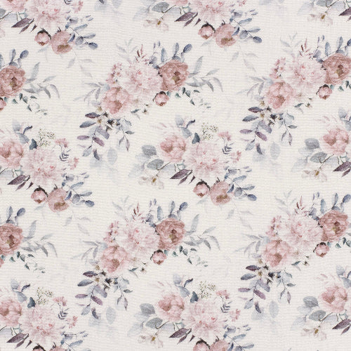 Musselin - Rose og blad offwhite-12