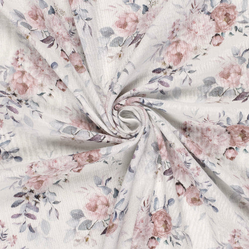 Musselin - Rose og blad offwhite-13