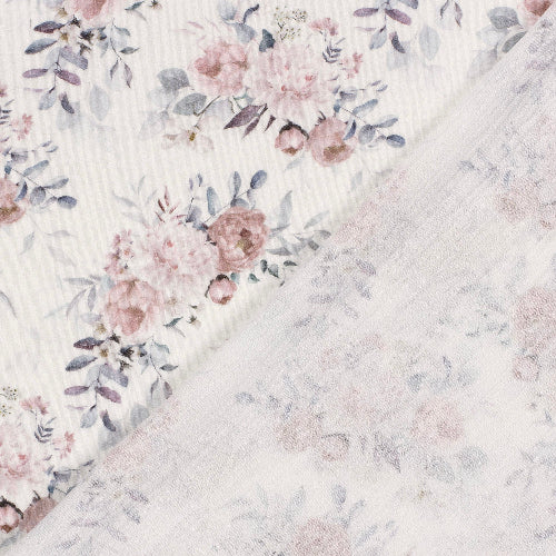 Musselin - Rose og blad offwhite-14