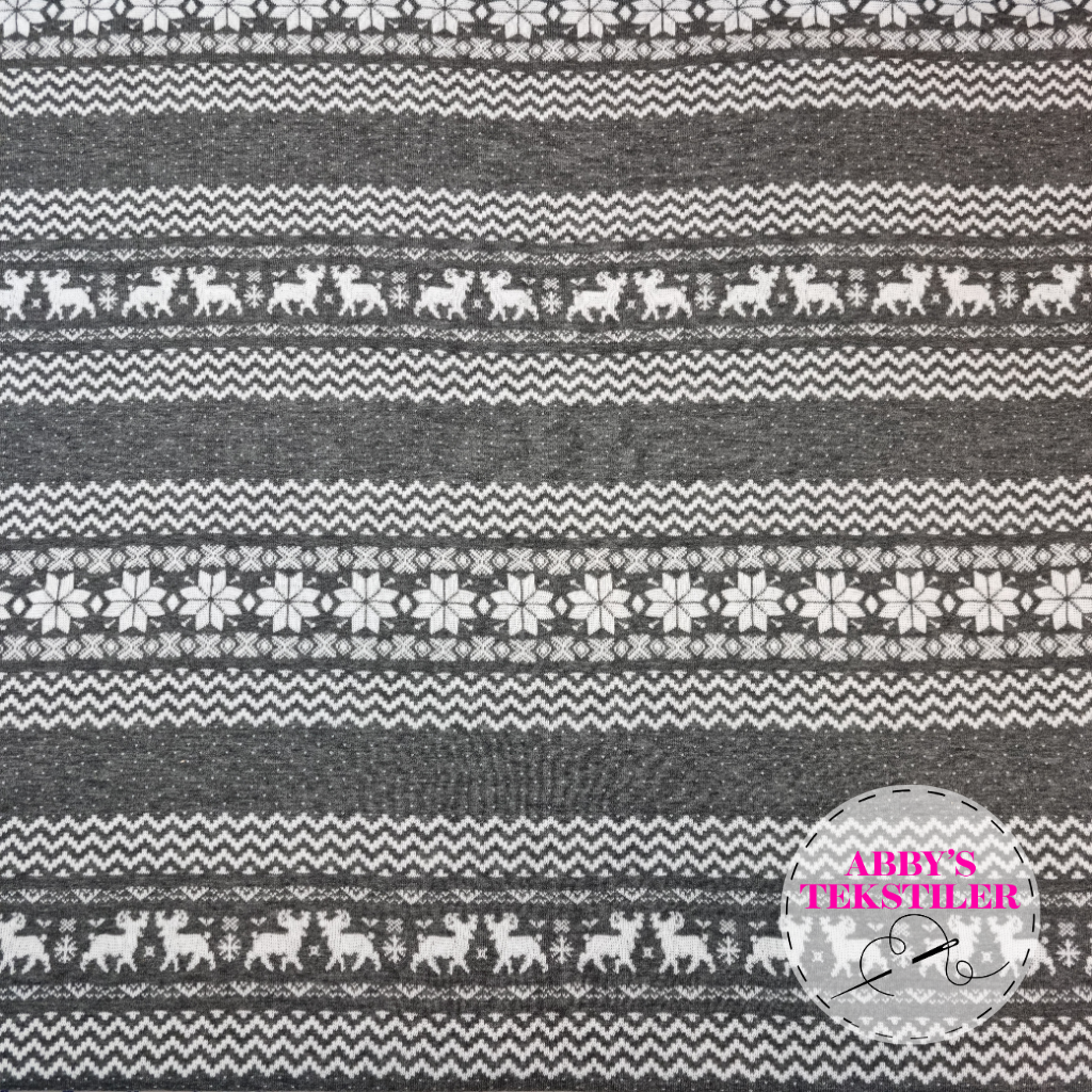 Økologisk Jacquard jersey - Norsk - Lys grå