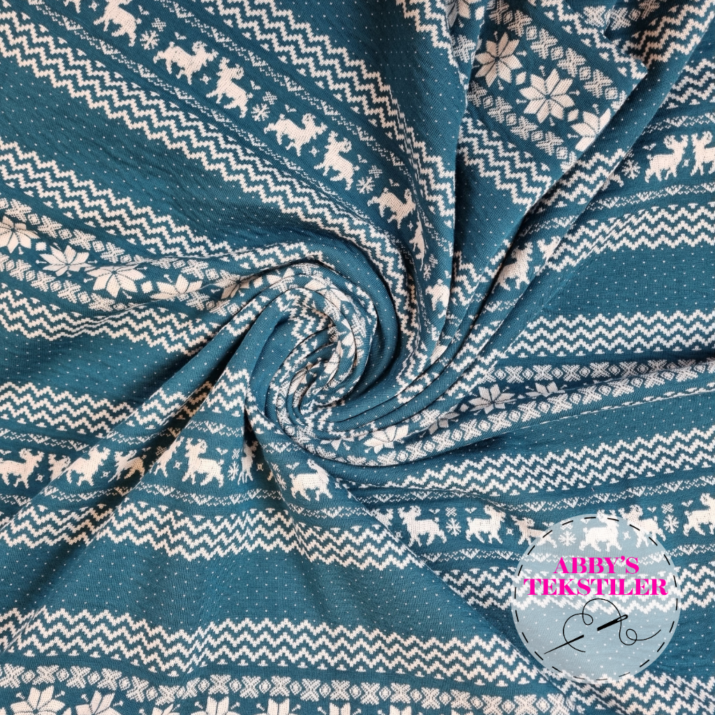 Økologisk Jacquard jersey - Norsk - Petrol