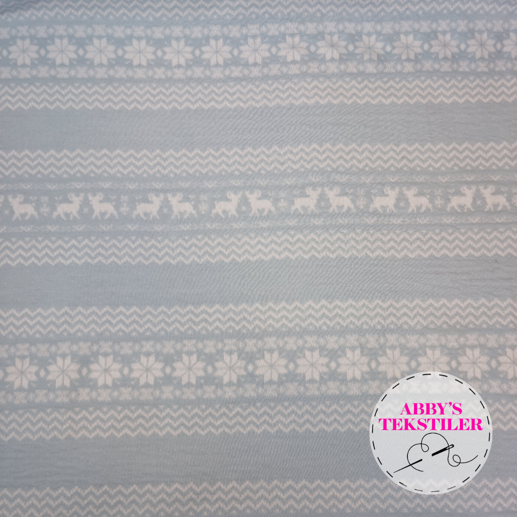 Økologisk Jacquard jersey - Norsk - Lys blå