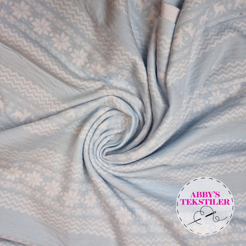 Økologisk Jacquard jersey - Norsk - Lys blå