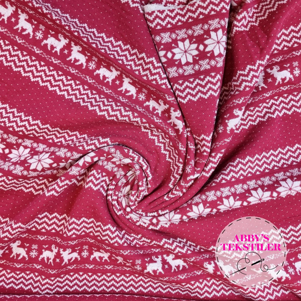 Økologisk Jacquard jersey - Norsk - Rød