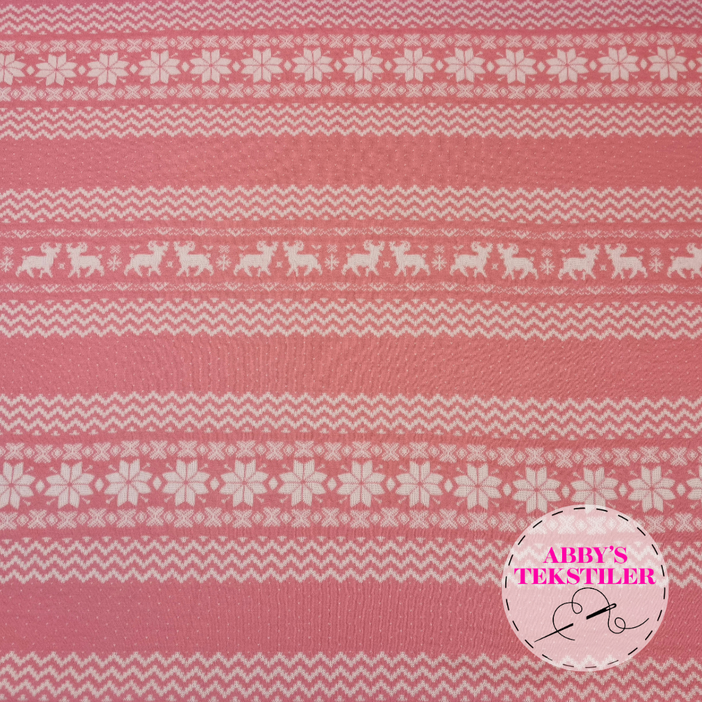 Økologisk Jacquard jersey - Norsk - Rosa