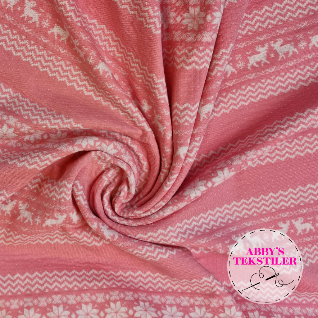 Økologisk Jacquard jersey - Norsk - Rosa