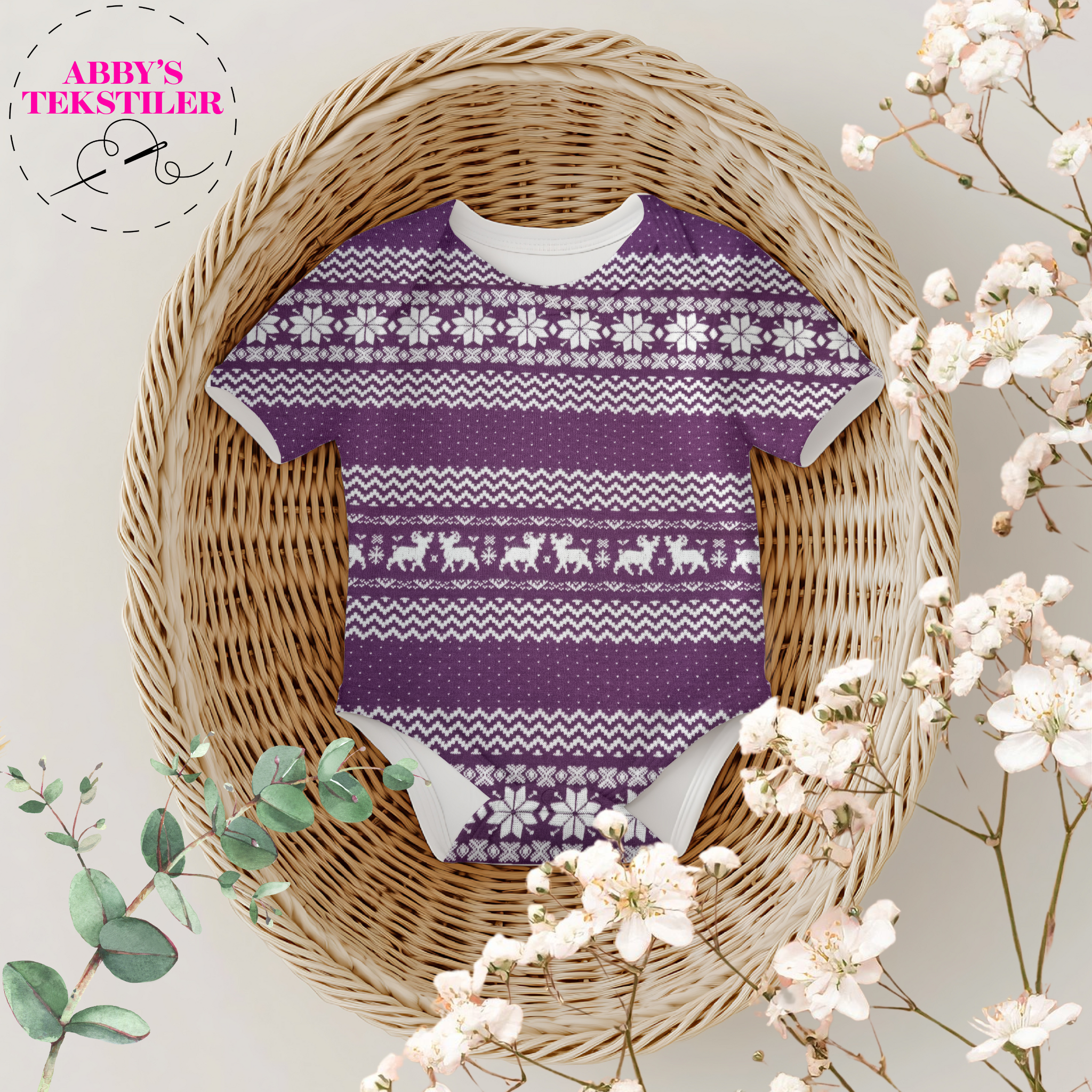 Økologisk Jacquard jersey - Norsk - Lilla