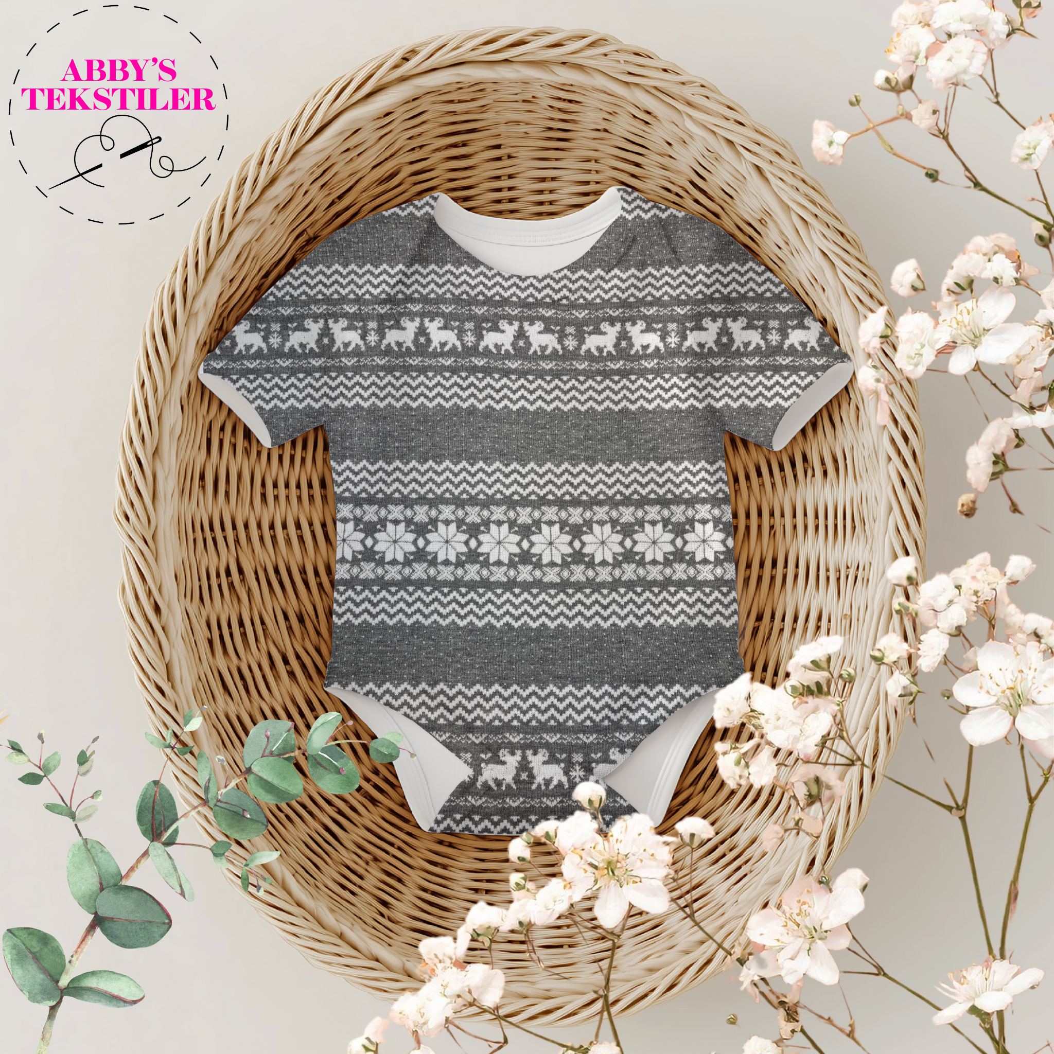 Økologisk Jacquard jersey - Norsk - Lys grå