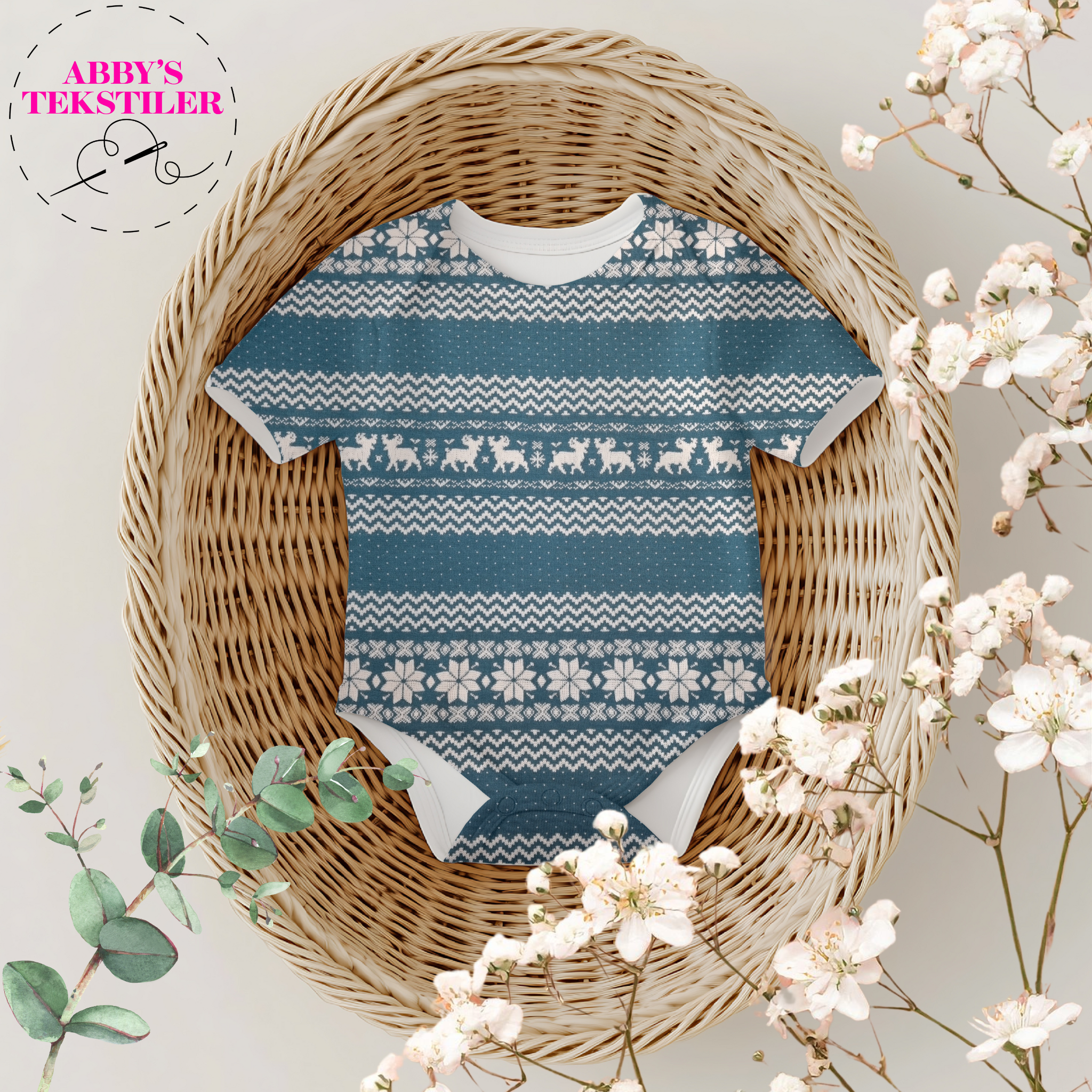 Økologisk Jacquard jersey - Norsk - Petrol