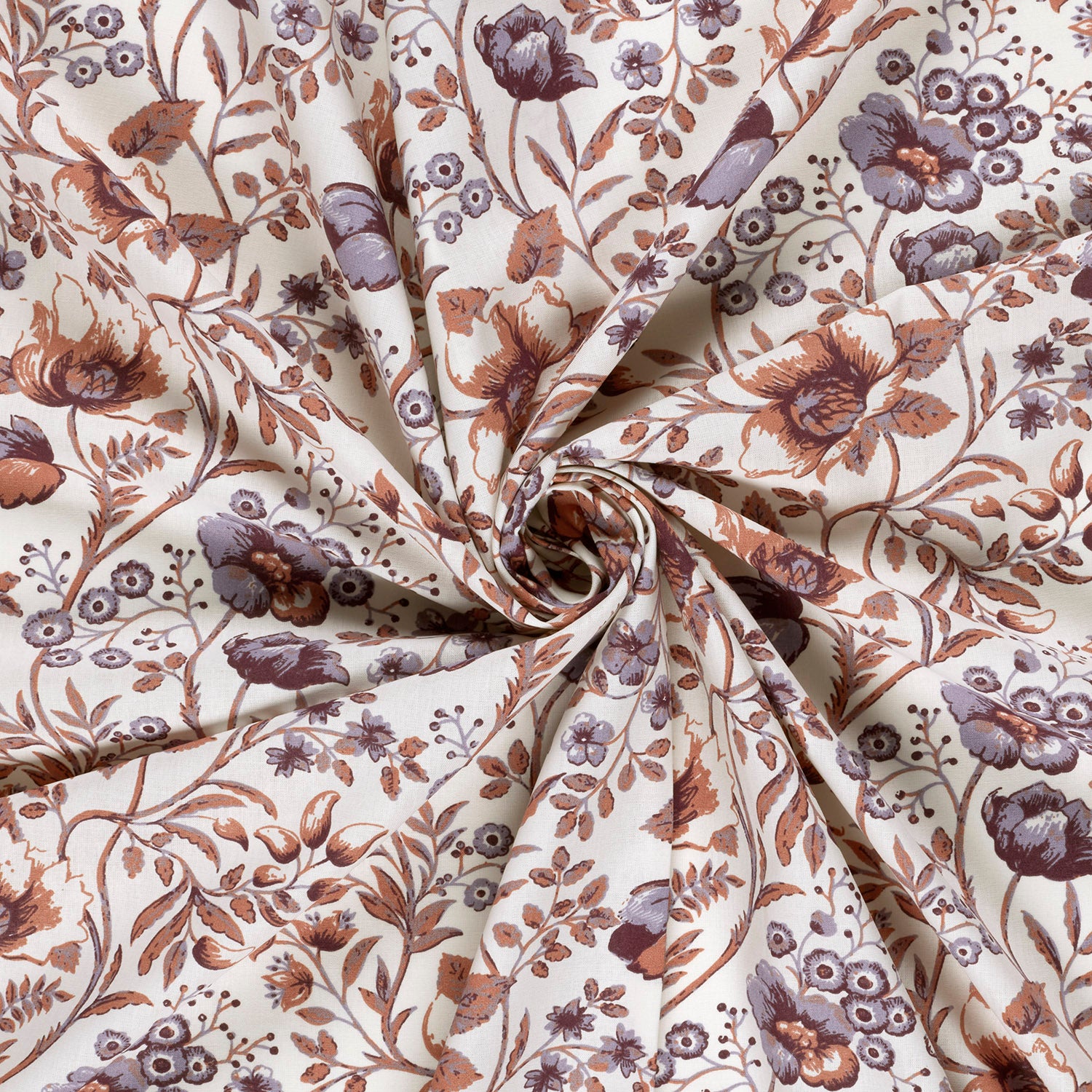 Poplin Bomull - Ashley - blomster, offwhite