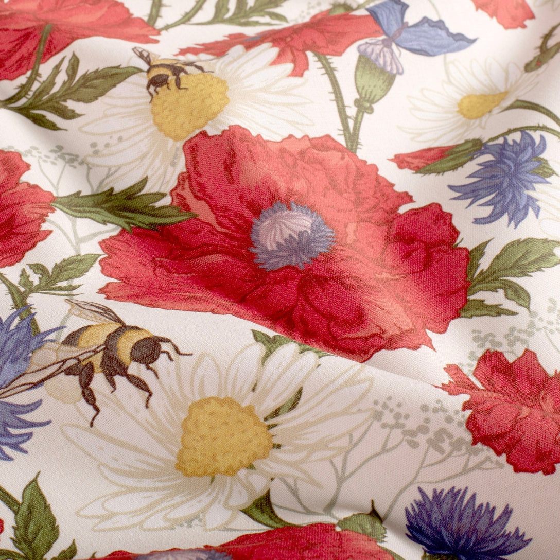 Poplin Bomull - Blomster og Bier