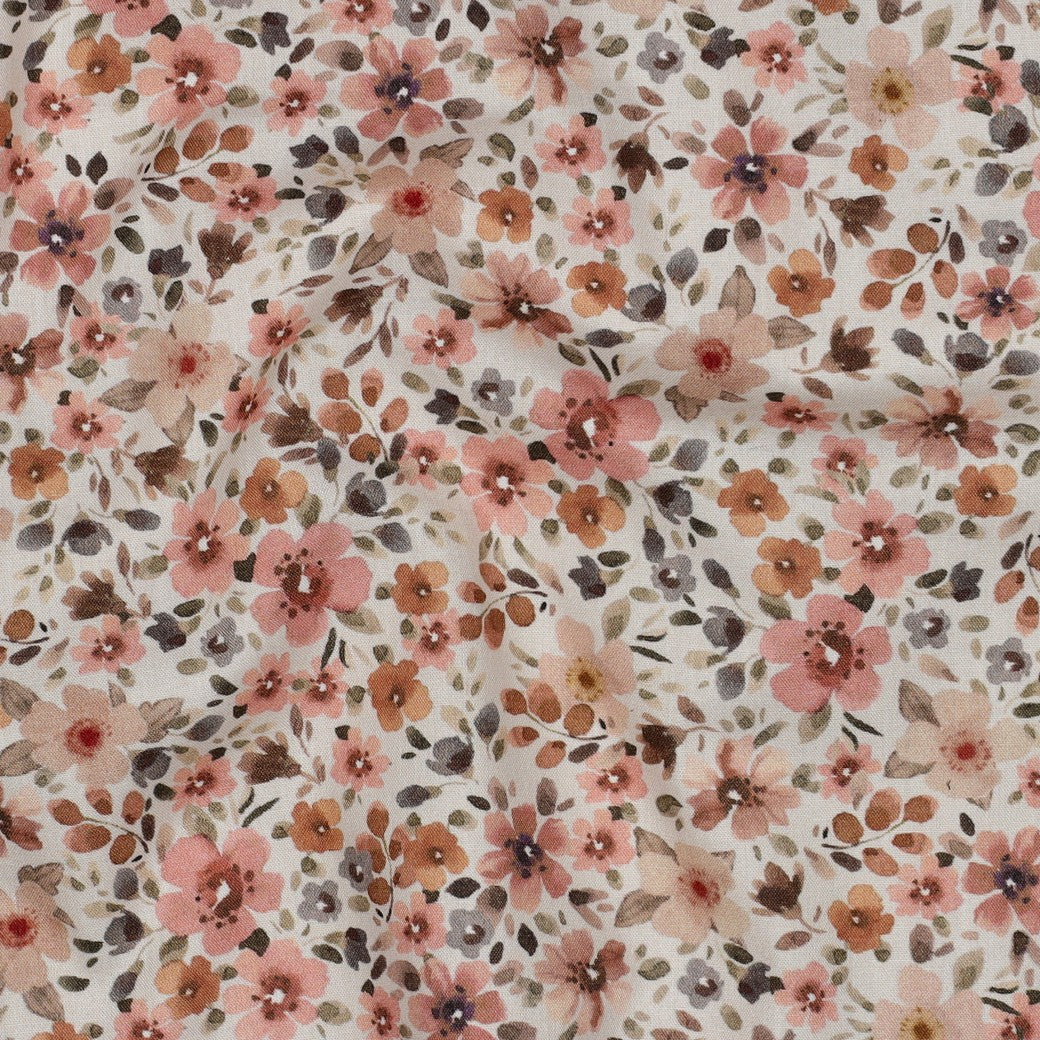 Poplin Bomull - Karma Blomster, fersken