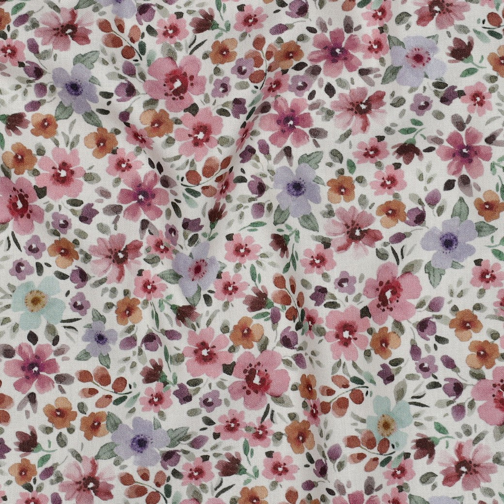 Poplin Bomull - Karma Blomster, pastell
