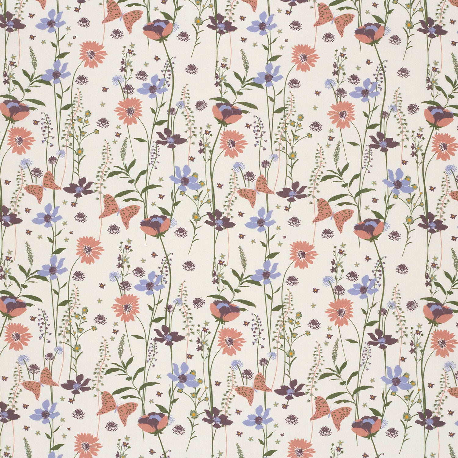 Poplin Bomull - Melissa - blomster, offwhite