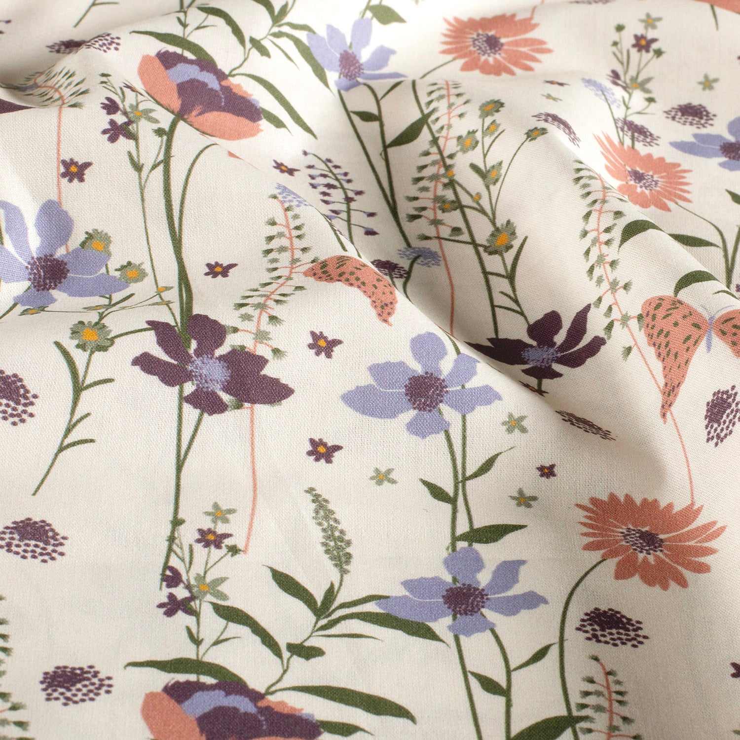 Poplin Bomull - Melissa - blomster, offwhite