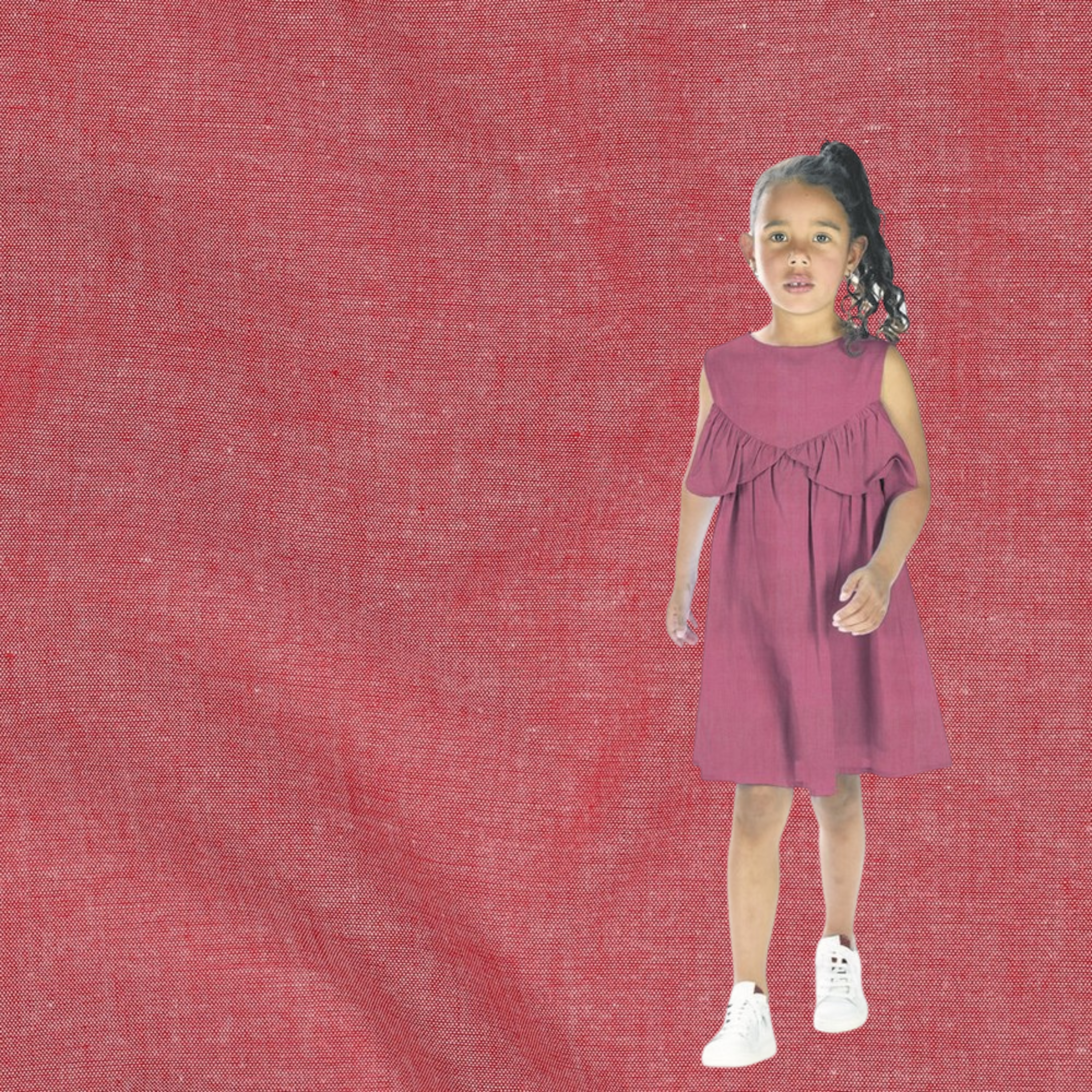 Poplin Garnfarget , Melert Rød