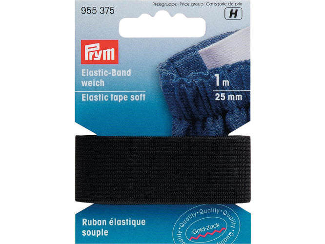Prym Elastisk strikk 25mm x 1m – svart