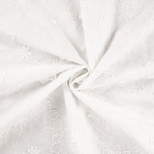 Bomull Voile - 3-D Broderi Blomster