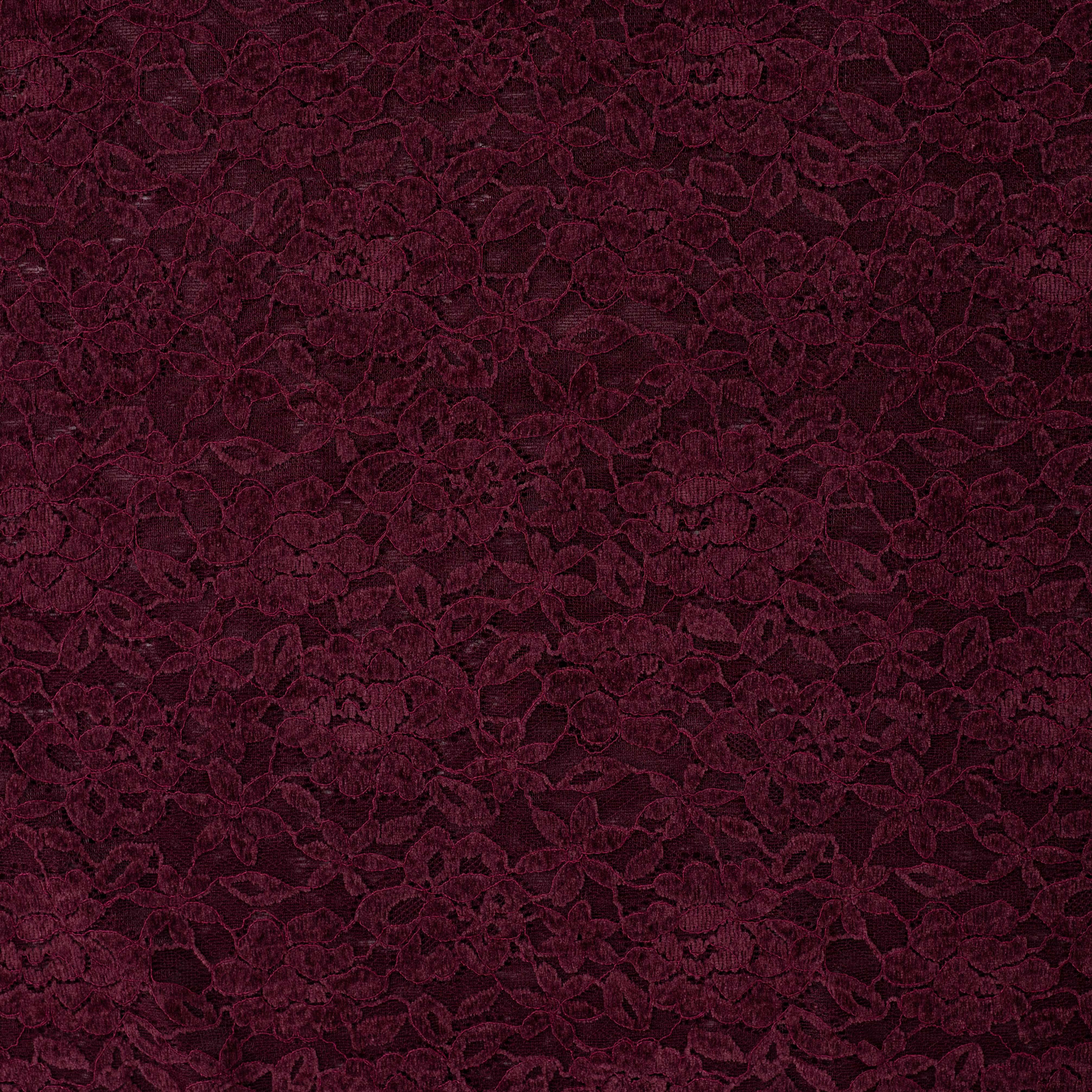 Deluxe Lace blonde med stretch - Blomster - vin rød