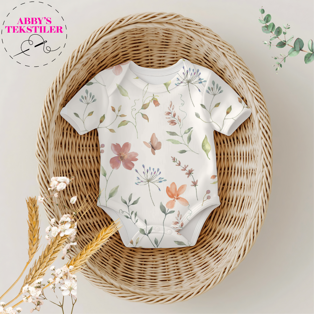 Ribbet Jersey - Digital søt blomster