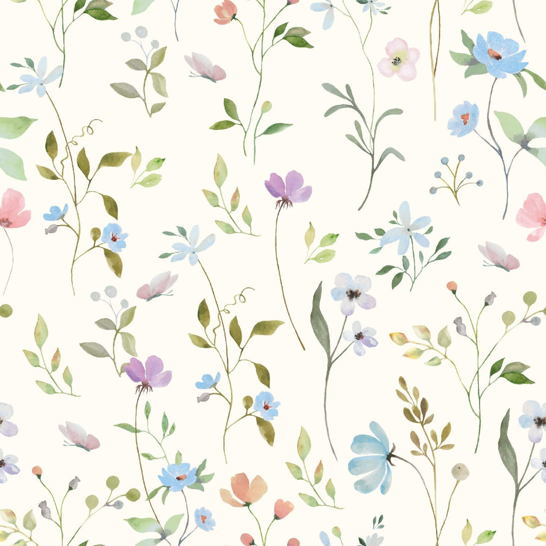 Ribbet Jersey - Digital små blomster pastel