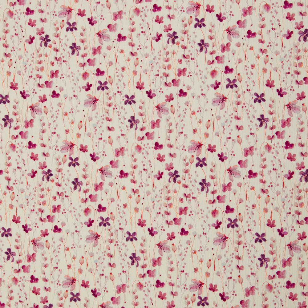 Ribbet Jersey - Søte Blomster offwhite rosa