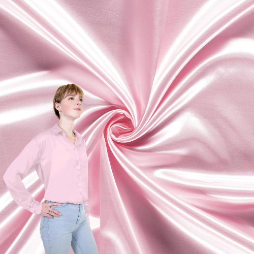 Sateng Stoff, per meter - Lys Rosa