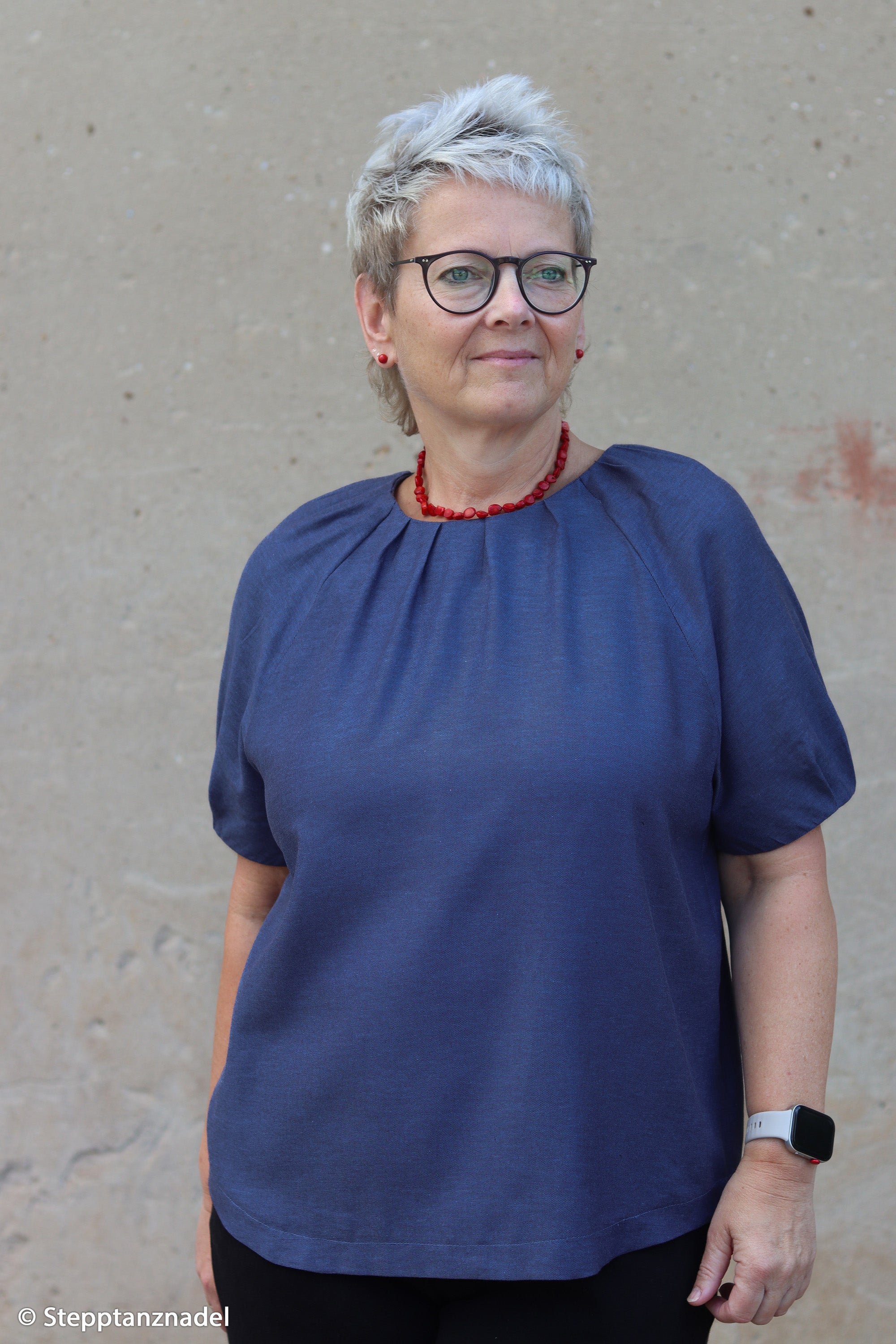 Vevd Bomullsstoff Chambray - Massimo Mørk blå
