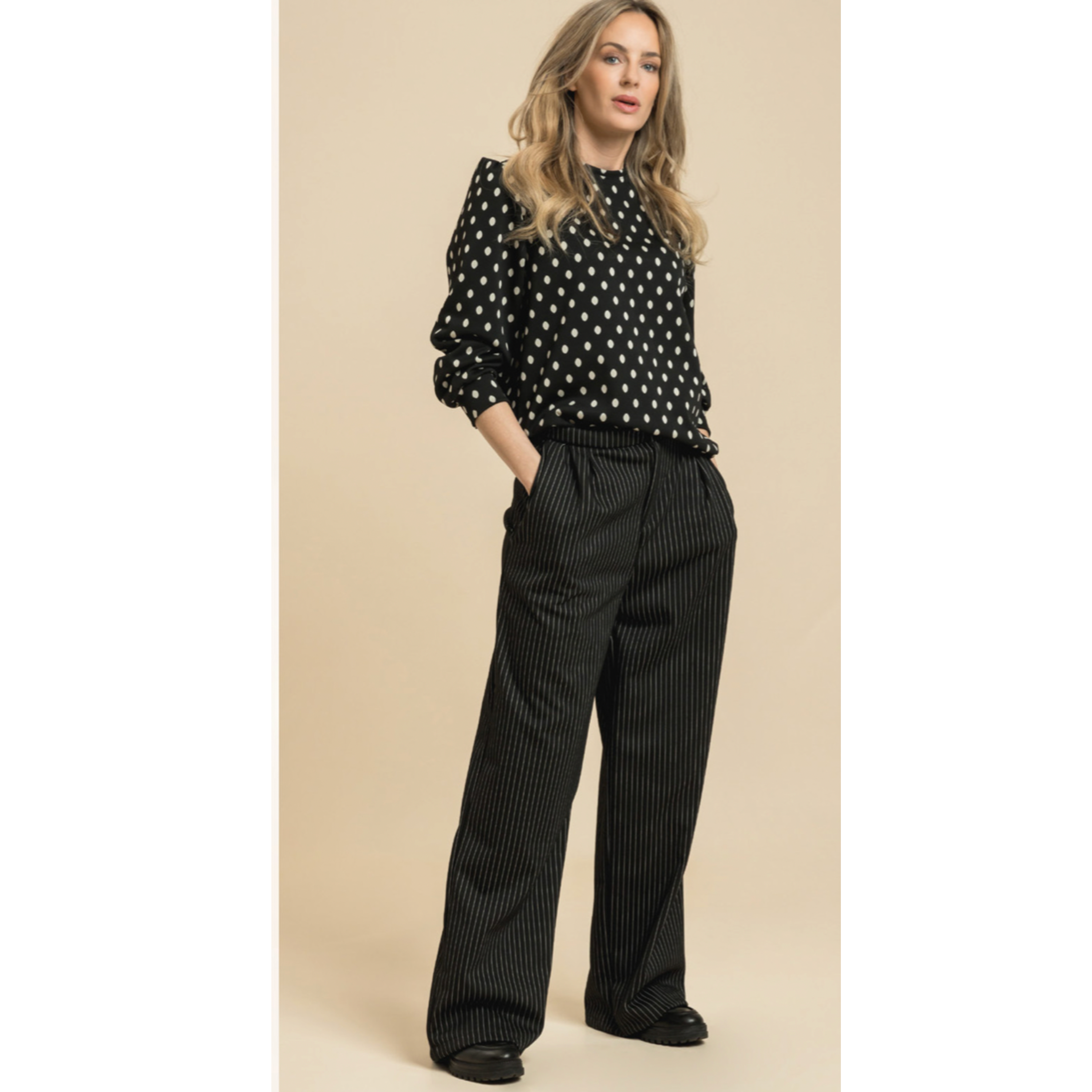 Stripet Jacquard -stretch - Mørk Grå
