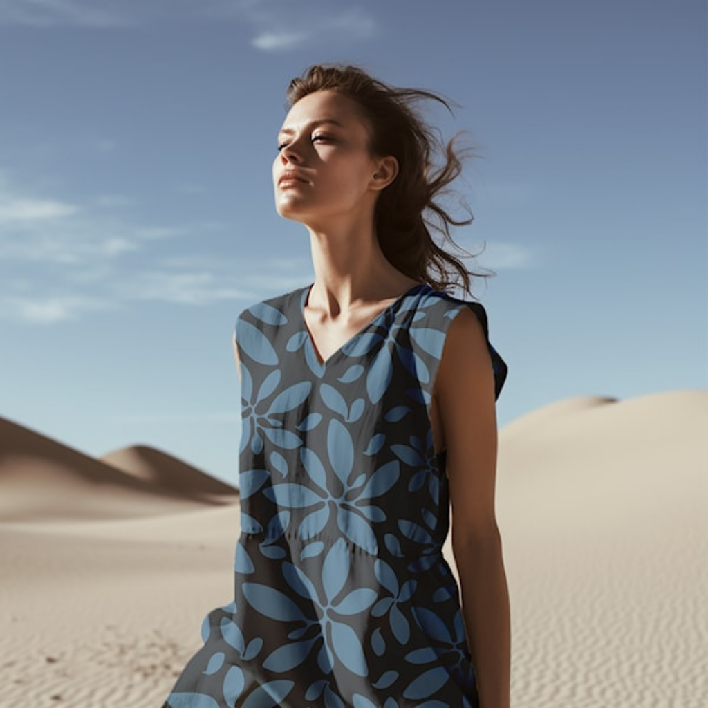 Twill Vevd Viskose - Light & Lush, Blomster blå