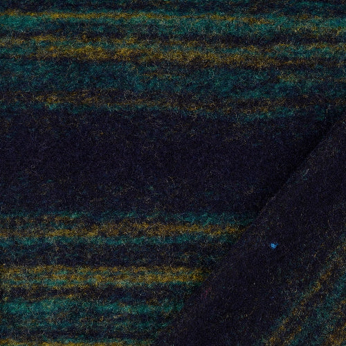 Ull - Boucle, grønne striper