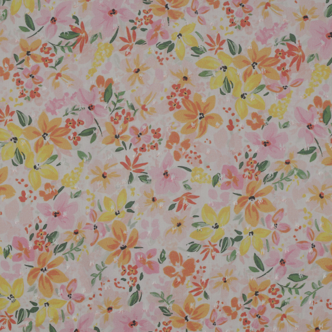 Vevd Viskose - Ana blomster