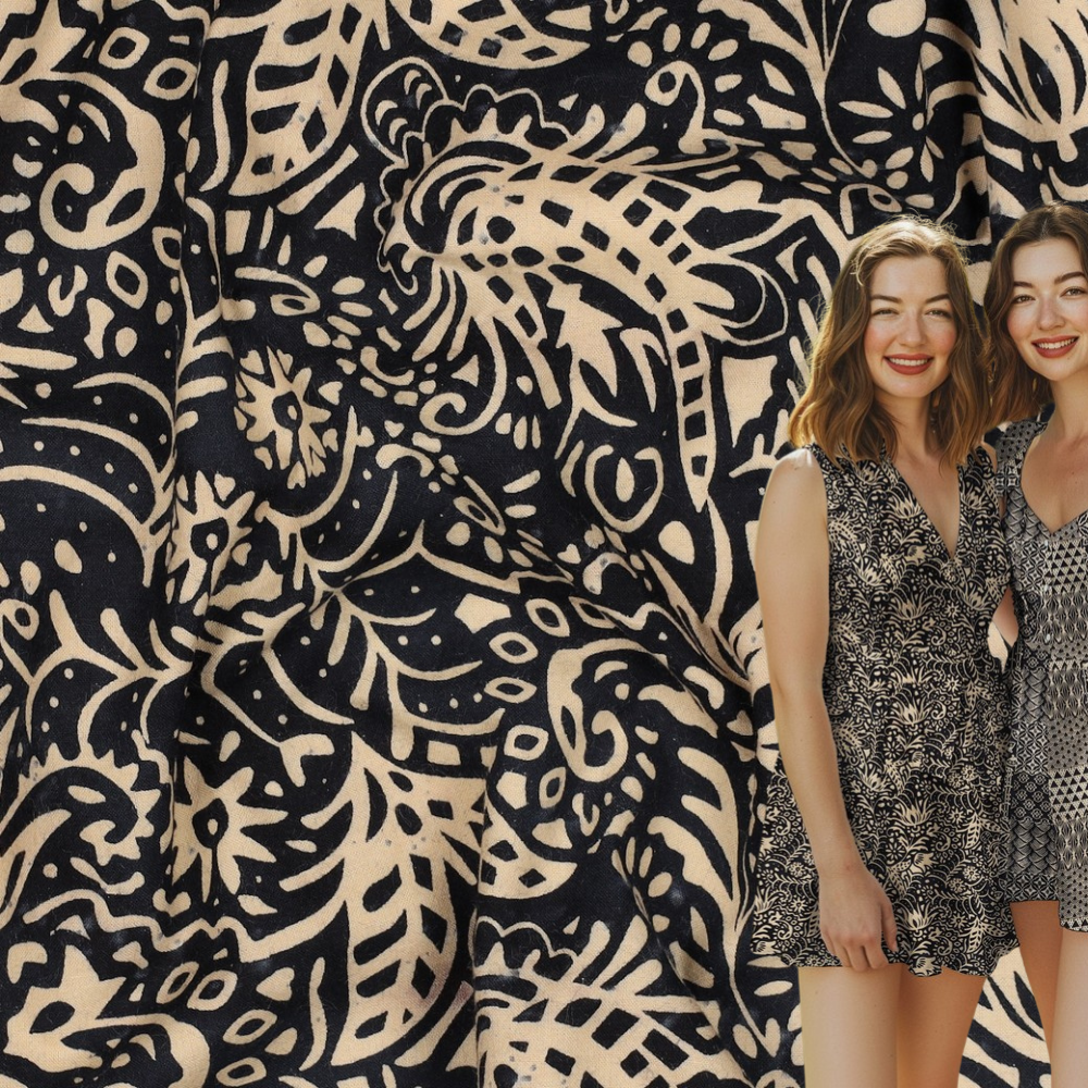 Beklednings Bomull - Batikk, Mørk blå